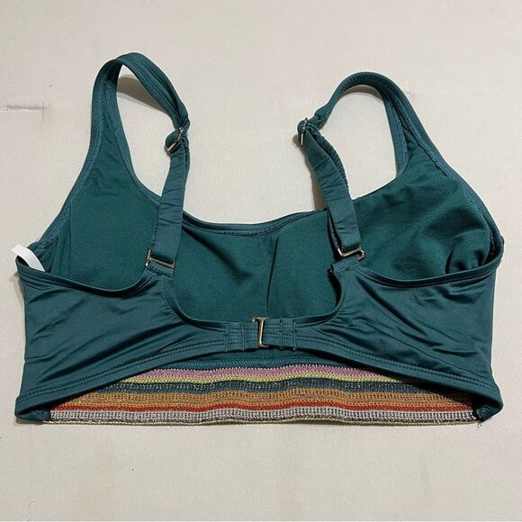 Teal Swimsuit Bra Top with Multicolor Band - Picture 4 of 5